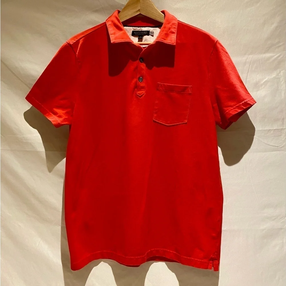 Banana Republic Red Performance Pique Polo, size L